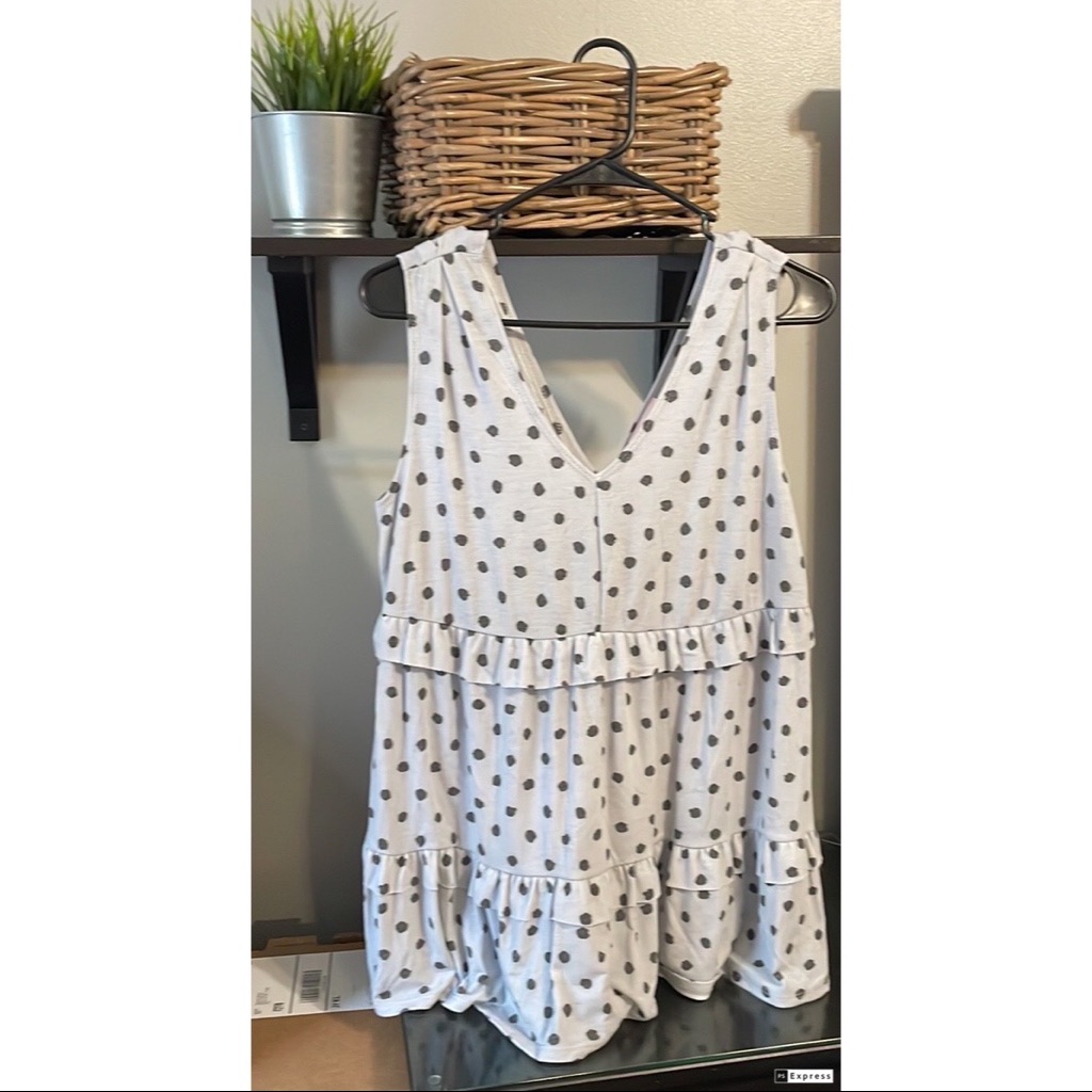 Ruffled V-Neck Polkadot Top